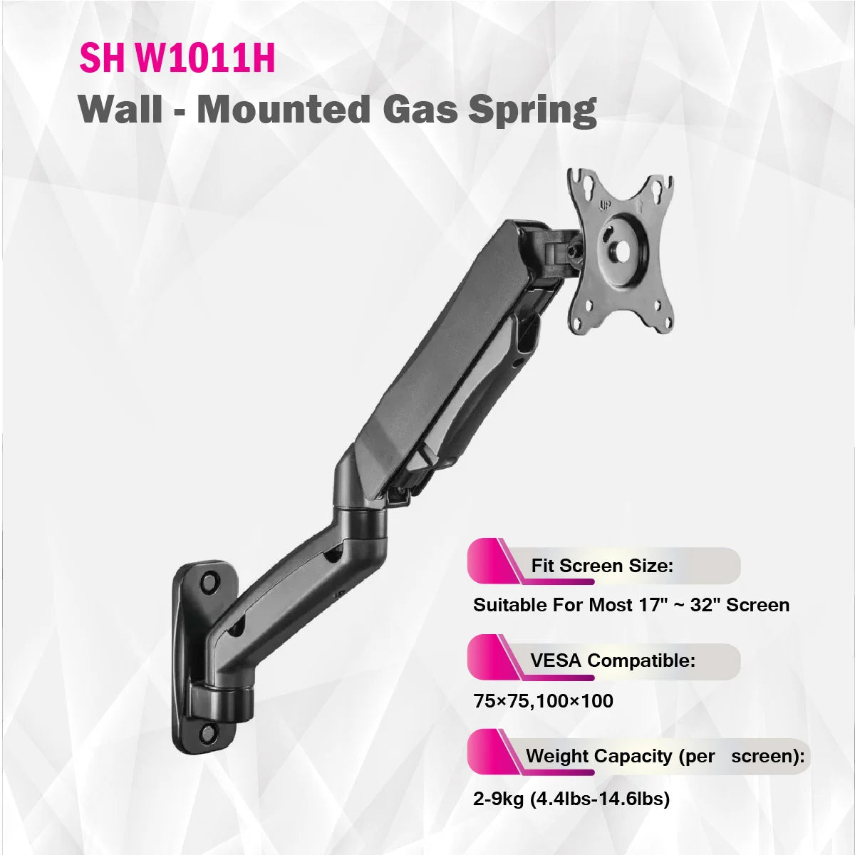 سكيل تيك - SH W1011H - حامل شاشة زنبركي غازي. مناسب لمعظم الشاشات من ١٧ إلى ٣٢ بوصة. سكيل تيك - SH W1011H - حامل شاشة زنبركي غازي. مناسب لمعظم الشاشات من ١٧ إلى ٣٢ بوصة.